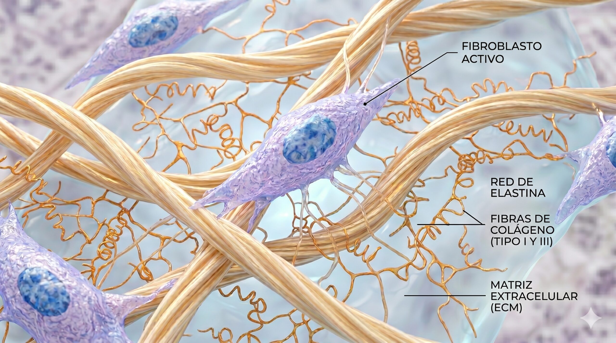 Fibroblastos, colágeno y elastina